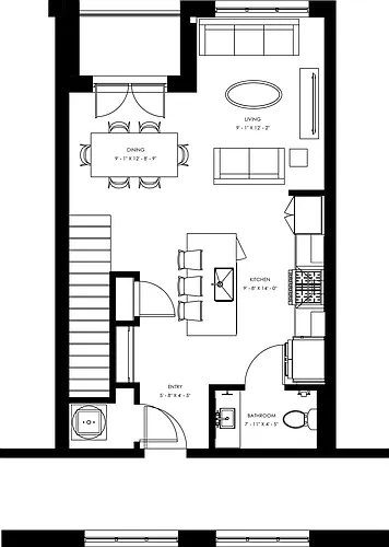 Floor plan TH3 - Two Bedroom Townhome