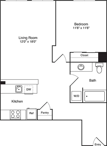 Floor plan 1 Bedroom J