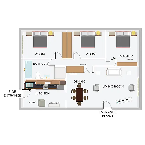 Floor plan 3B/1B DWD