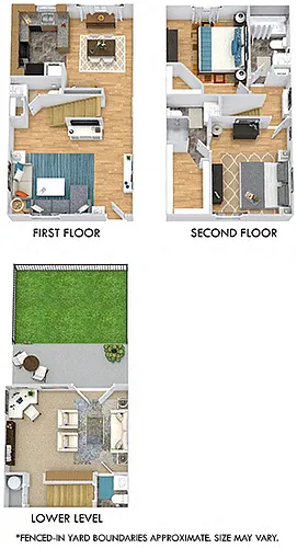 Floor plan Burberry Townhouse with Fenced-In Yard and Den