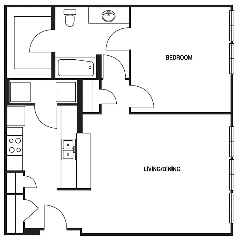 Floor plan A09 1 Bed 1 Bath