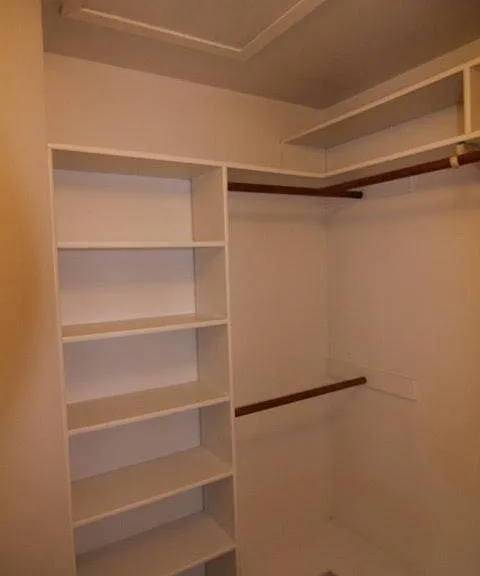 Large master walk-in closet shelving