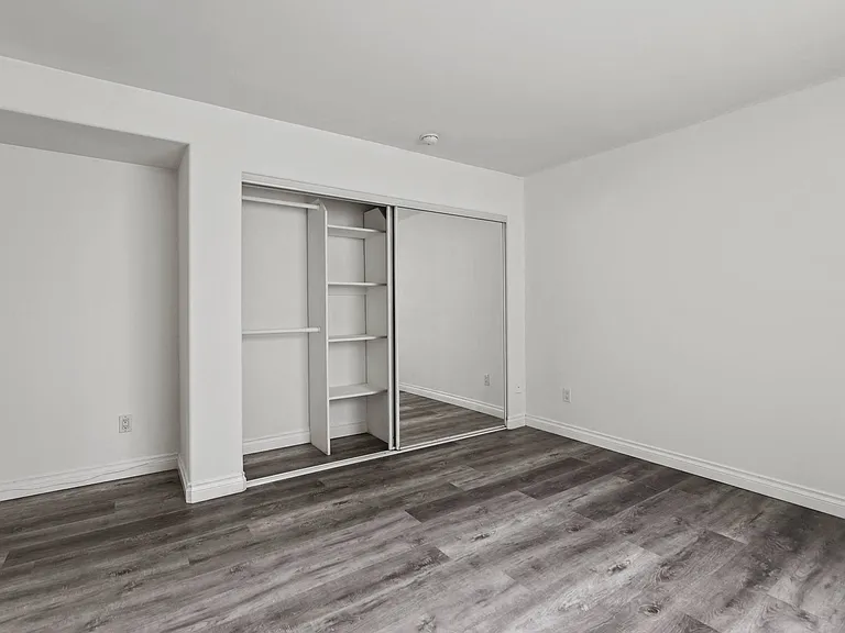 Bedroom with Large Mirrored Closet with Built-In Organizers