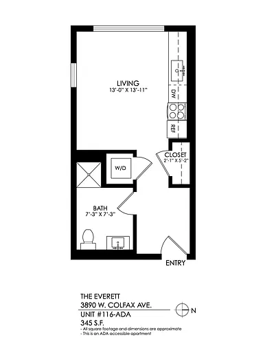 Floor plan Studio ADA