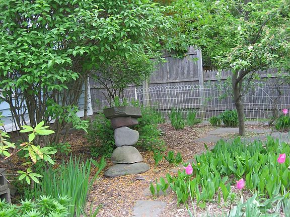 Beautiful gardens, artisan stone birdbath