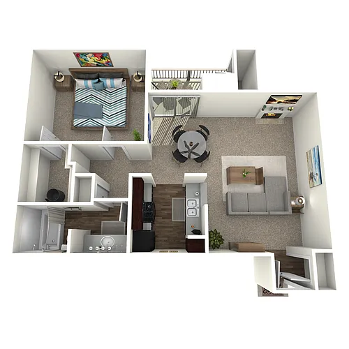 Floor plan 1 Bed, 1 Bath A (60% Income Restricted)