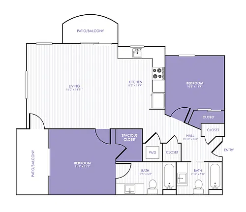Floor plan 2 Bed 2 Bath 22B