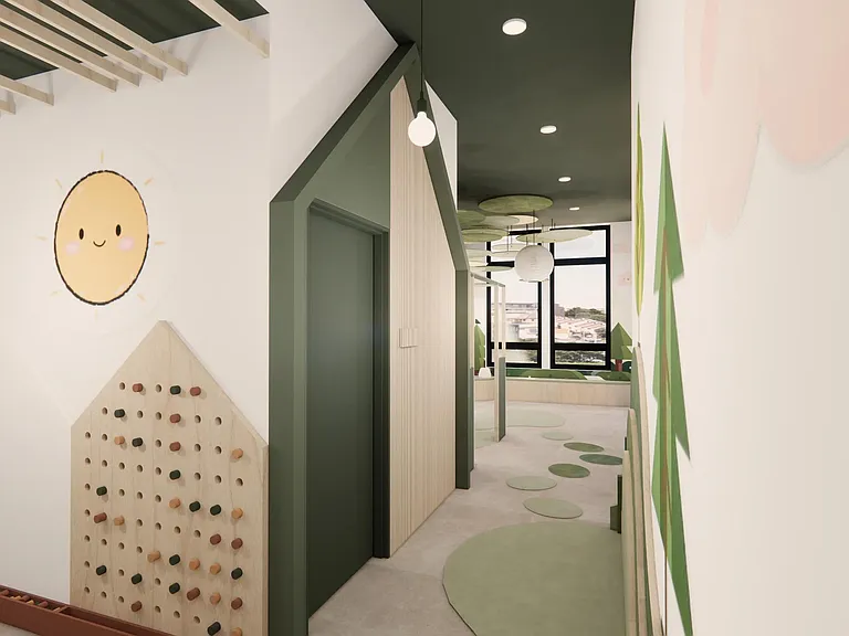 At Modera Bridle Trails, the kids' playroom and enclosed outdoor space create a cheerful place for creativity, laughter, and discovery.