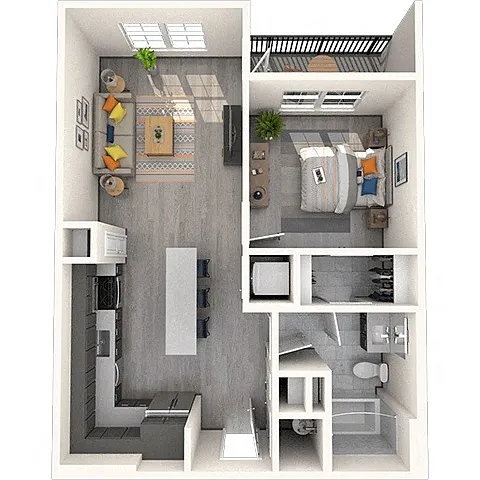 Floor plan A1 1X1 678-696 SF