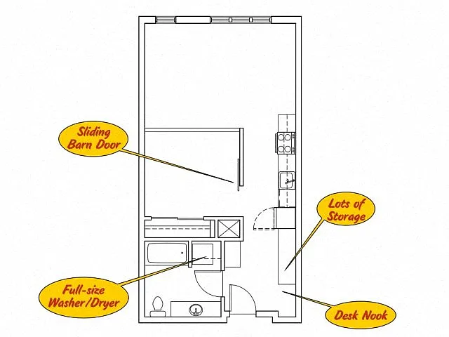Floor plan 3233 Bldg - 1 bed 1 bath - B3