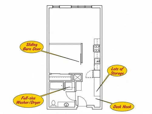 Floor plan 3233 Bldg - 1 bed 1 bath - B3