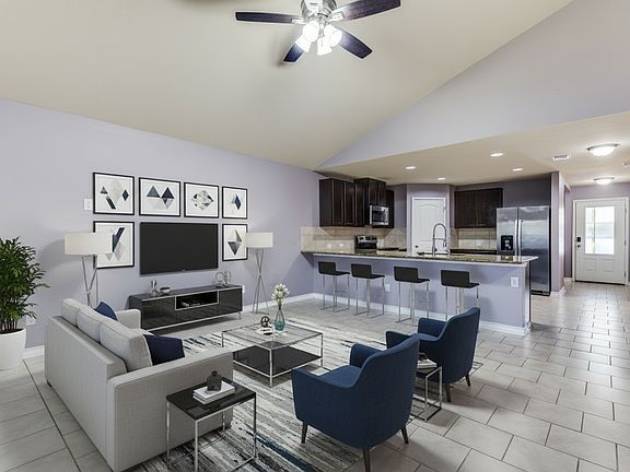 STAGED KITCHEN/LIVING ROOM