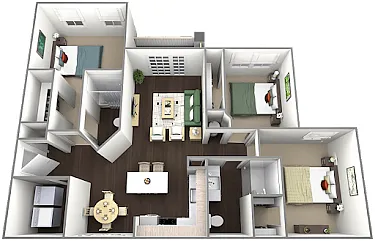 Floor plan C1 - Three Bedroom, Two Bathroom