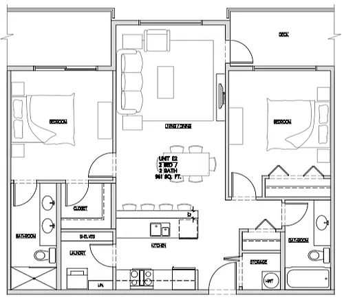 Floor plan 2 Bed 2 Bath 1825 C