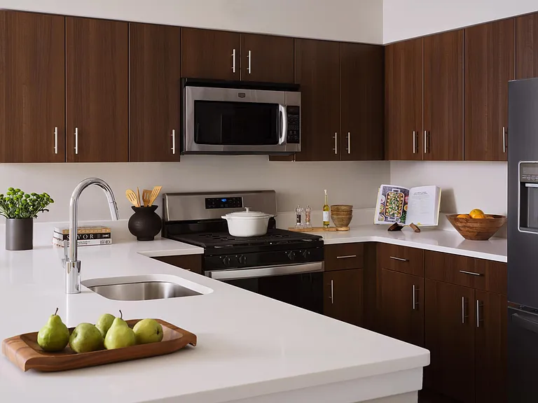 Ample cabinet space and ENERGY STAR(r) stainless steel appliance package is included in each apartment home.