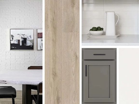 This home features the AW Collection R Minimalist, with sleek gray cabinetry, sharp textures, and s