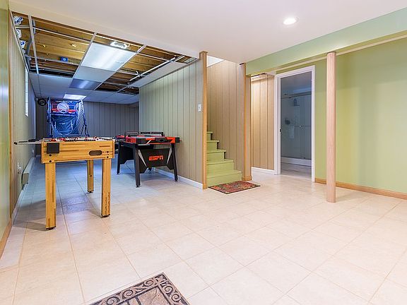 Game room in basement