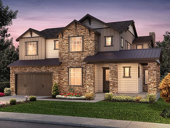 Two-story Marsala plan shown in Elevation C with a three-car garage and stunning accents.