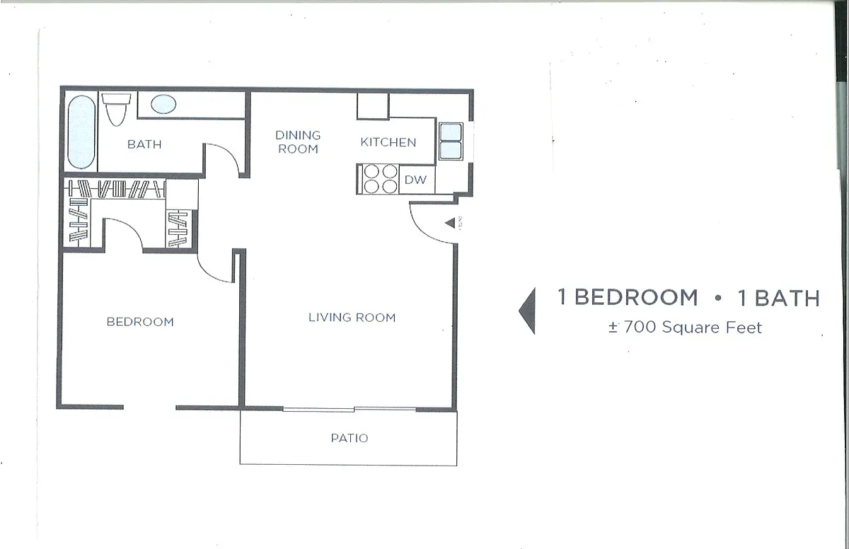 Floor plan 1 Bed 1 Bath D