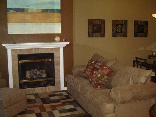 Fireplace and main living area