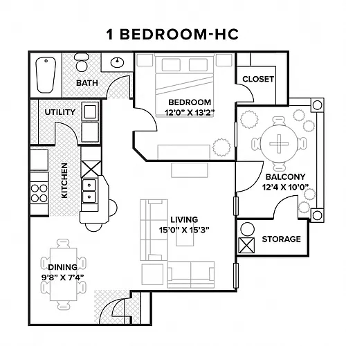 Floor plan 1 Bedroom (HC Accessible)