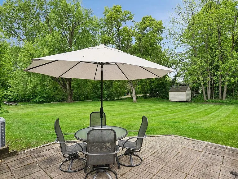Patio overlooking quiet backyard