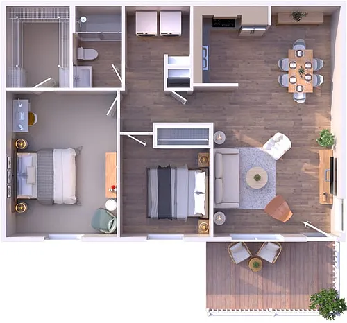 Floor plan 2BR - 1BTH Renovated