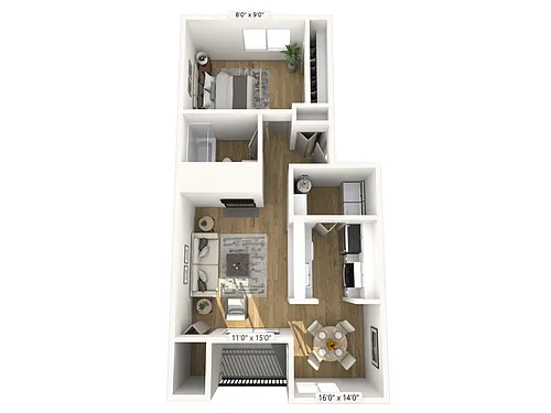 Floor plan 1x1Cc