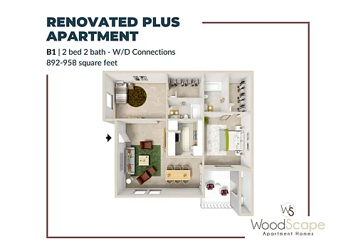 Floor plan B1 (W/D Connections) Renovated Plus