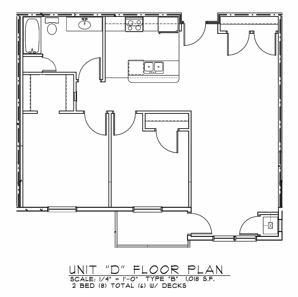 Floor plan 2 Bed 1 Bath | 1018sf