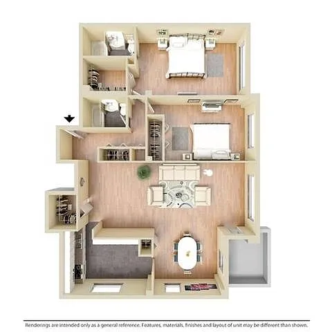 Floor plan 2 Bedrooms 2 Baths-1200