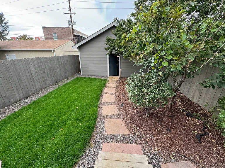 Backyard and Two Car Garage