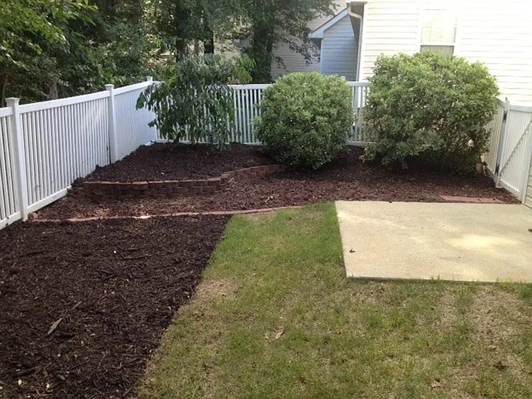 fenced back yard