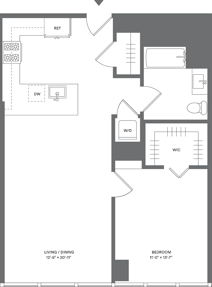 Floor plan 1 Bed/1 Bath_A1