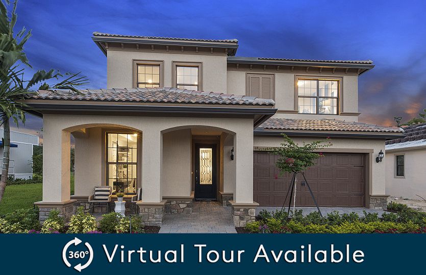 The Fifth Avenue, a two-story family home with a 2 car garage, shown with Home Exterior FM2B