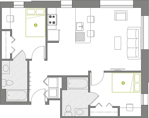 Floor plan 2x2 Corner