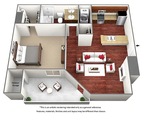 Floor plan One Bed One Bath - A1