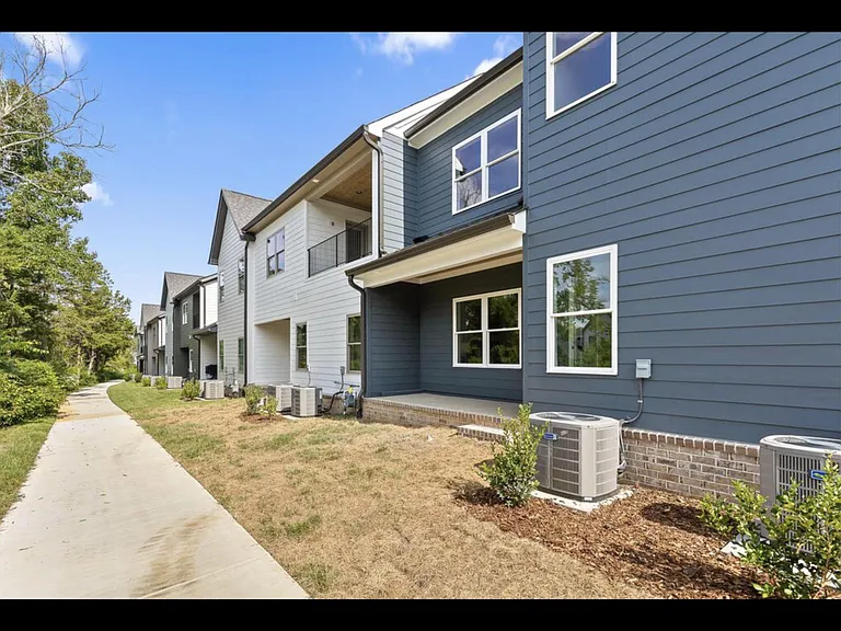 Rear view of townhouses.