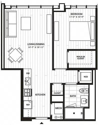 Floor plan 1 Bed/1 Bath-A10