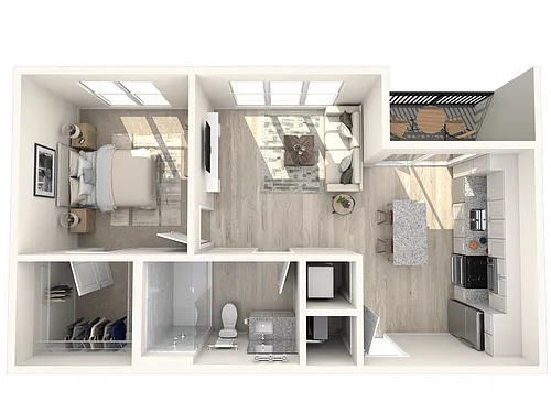 Floor plan A2.1 | One Bedroom, One Bathroom