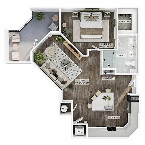 Floor plan 1BR/1BA - A9