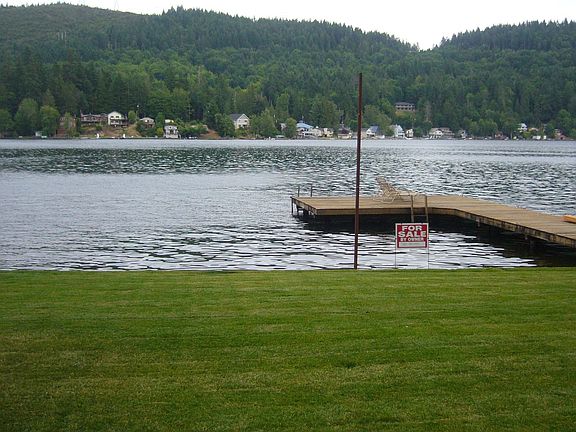 view of dock and lake