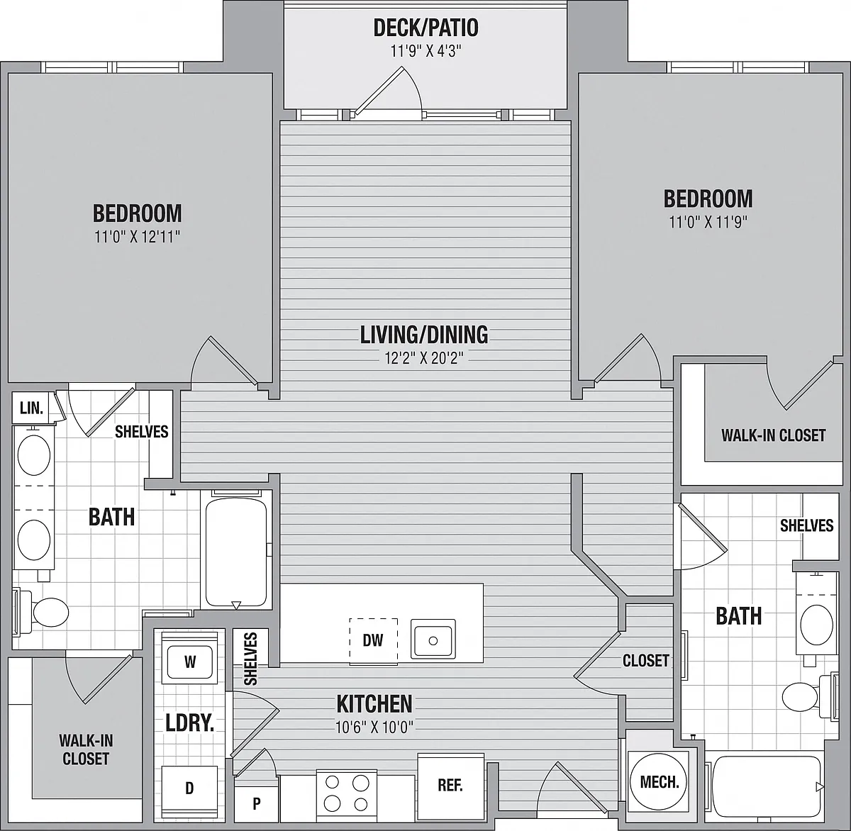 Floor plan Cedar 2 Bed/2 Bath