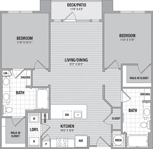 Floor plan Cedar 2 Bed/2 Bath