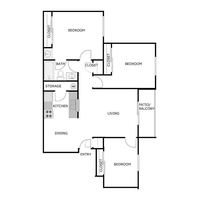 Floor plan 3 Bed 2 Bath