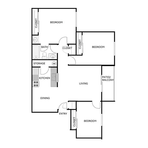 Floor plan 3 Bed 2 Bath