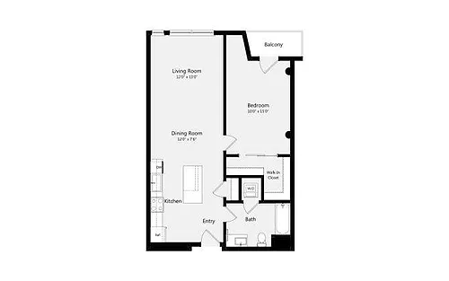Floor plan 1B-K