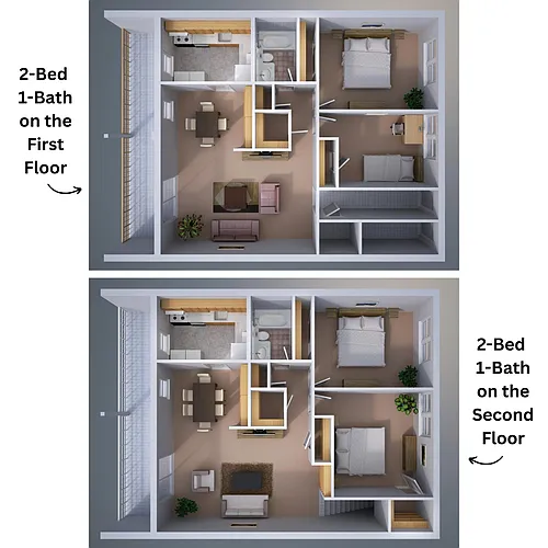 Floor plan Two-Bedroom Fully Furnished Apartment