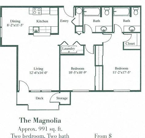 Floor plan 2 Bedroom, 2 Bath