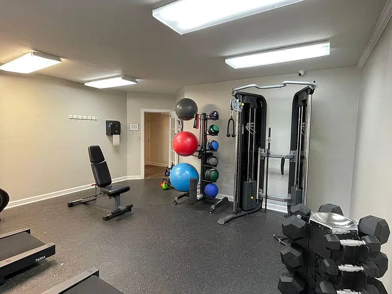 Community fitness center with modern equipment, conveniently located on-site.